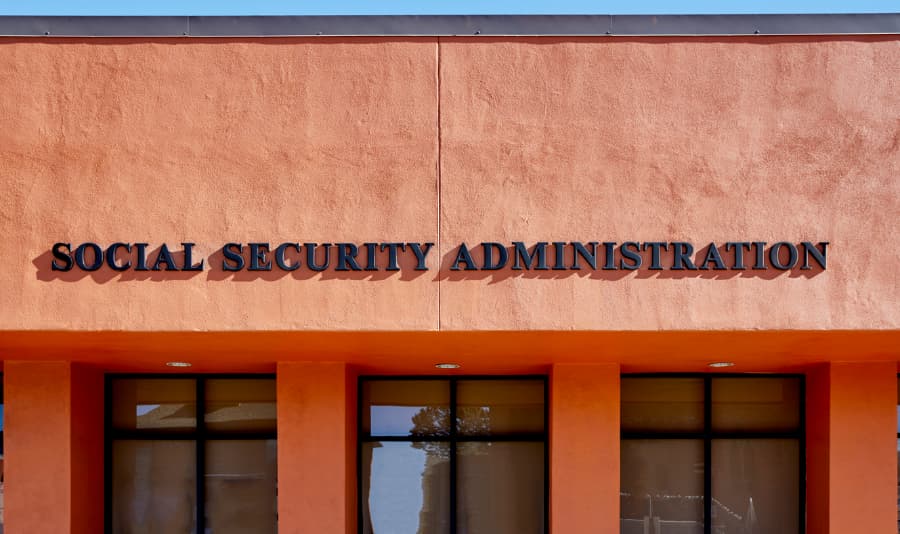 Social Security Administration sign on the front of building